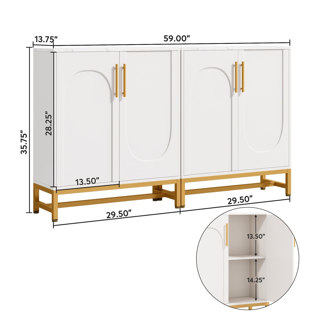 Sideboard Buffet Cabinet with Storage, Modern 4 Doors Buffets Sideboard Kitchen