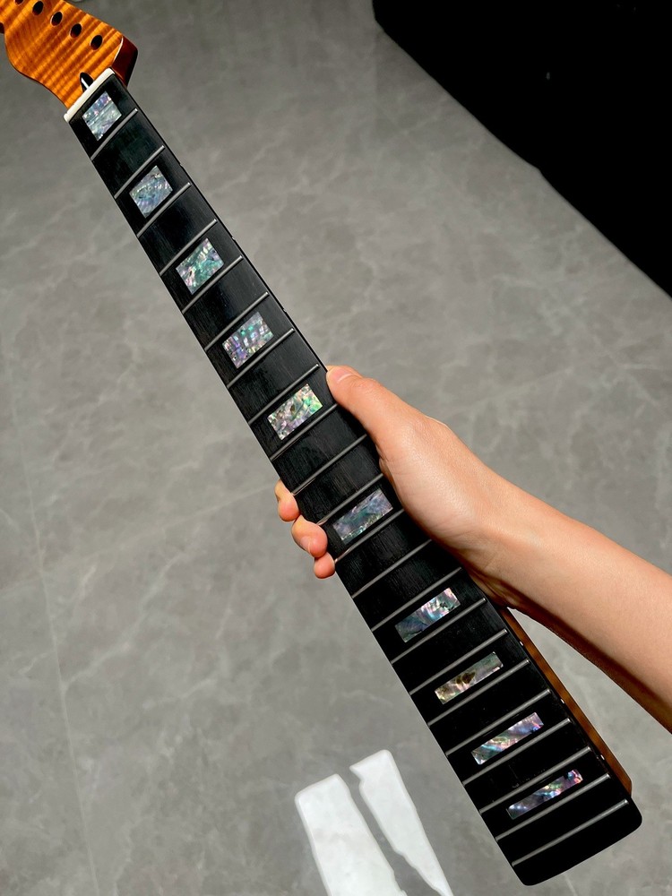 AAAAA Ebony Reverse Abalone shells 22Fret Roasting flame Maple Electric guitar