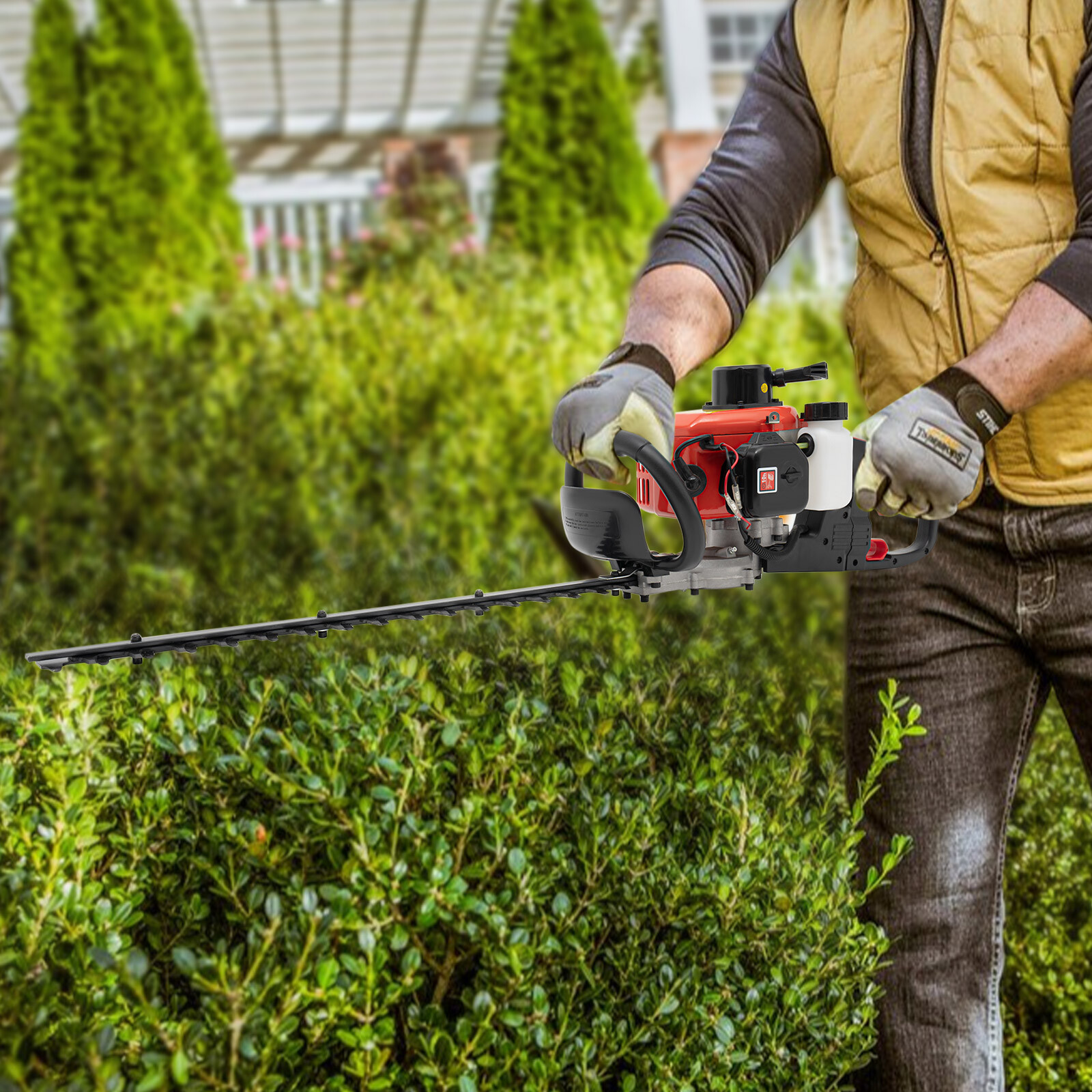 Gas Hedge Trimmer 22.5cc 2 Stroke Gas Powered Dual Sided Hedge Trimmer 650w