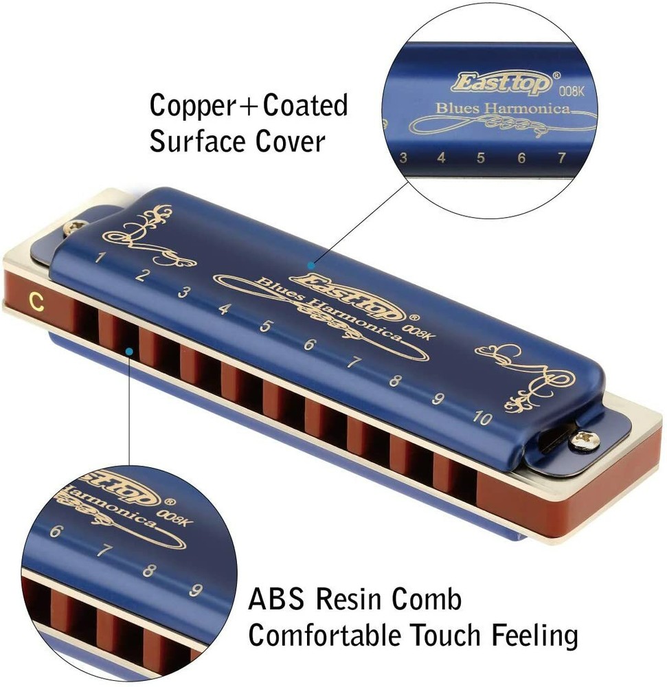 EASTTOP Harmonica Set 12 key blues harp Professional Diatonic Harmonica Set Gift