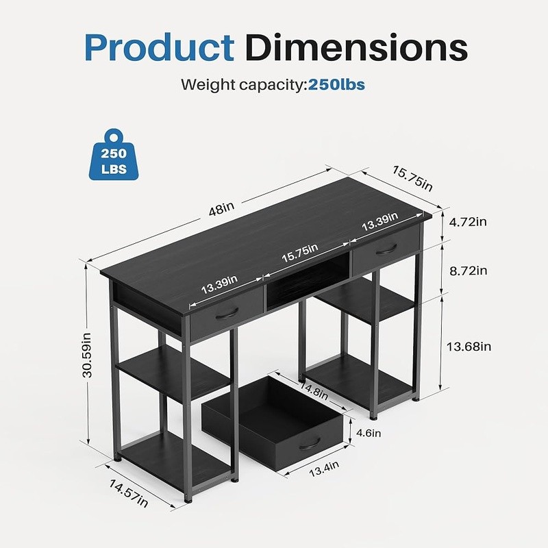 Modern Computer Desk Ample Storage Versatile Durable Easy Assembly Home Office