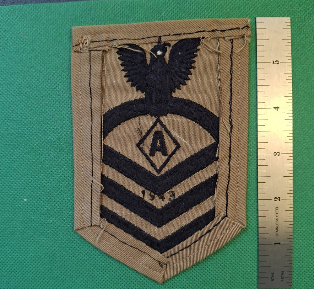 US Navy WW2 Chief Athletic Instructor Dated 1943 on Khaki Rate Patch