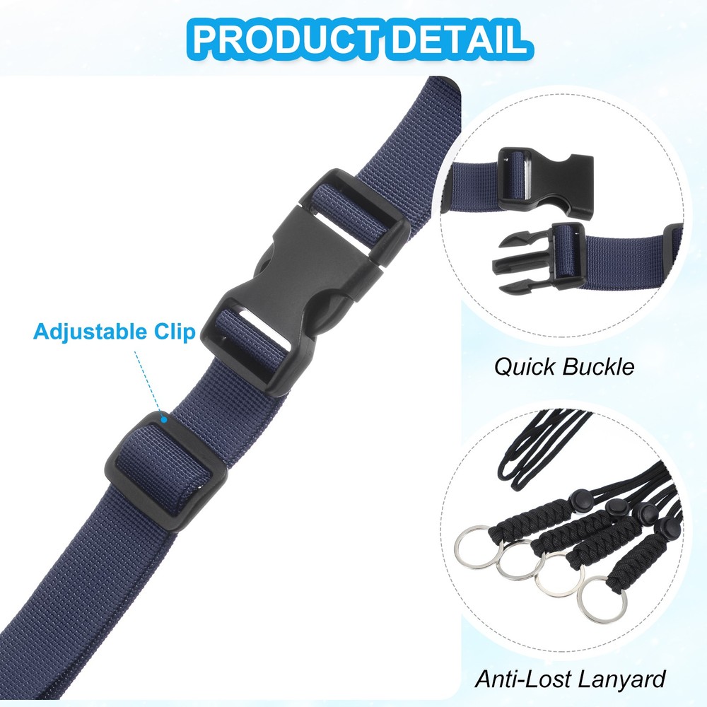2 Pcs Backpack Chest Strap Set Strap with Anti-lost Lanyard Deep Blue