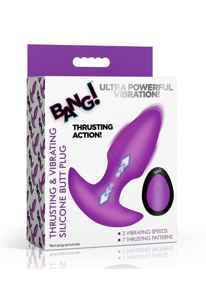 Bang! Thrusting & Vibrating Rechargeable Silicone Butt Plug with Remote Control