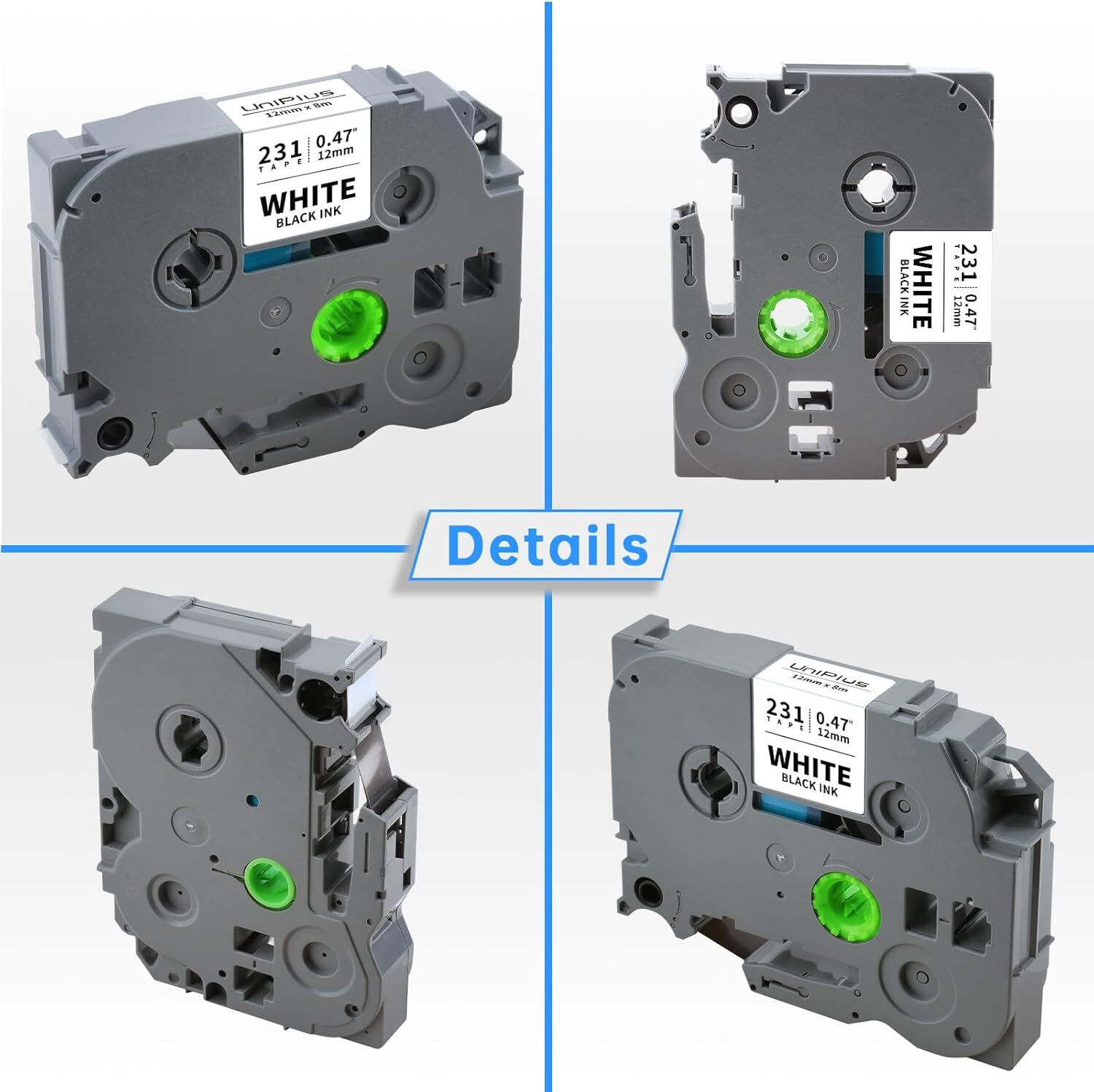 6PK Label Maker Tape 12mm Laminated for Brother P-Touch TZ-231 TZe-231 PT-D210