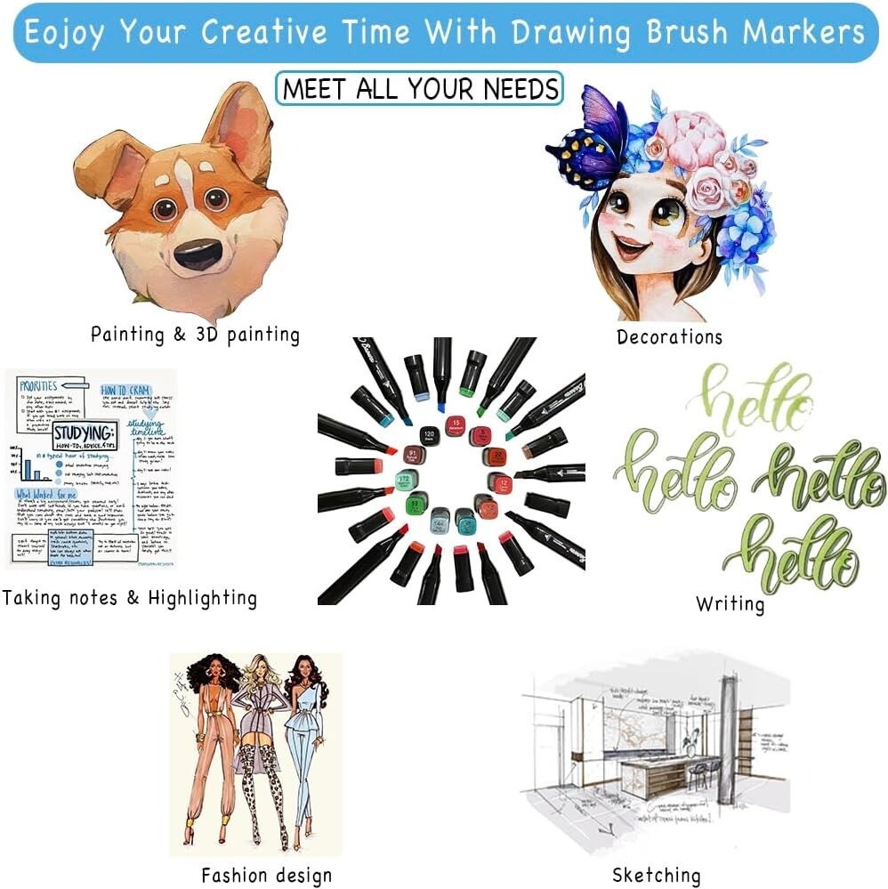 80 Colors Alcohol Based Markers Dual Tip Drawing Markers Set for Drawing