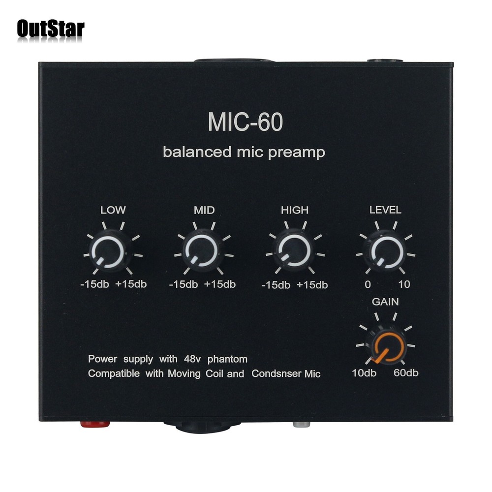 MIC-60 3-Band Equalizer Balanced Microphone Preamplifier w/DC Cable + XLR Cable