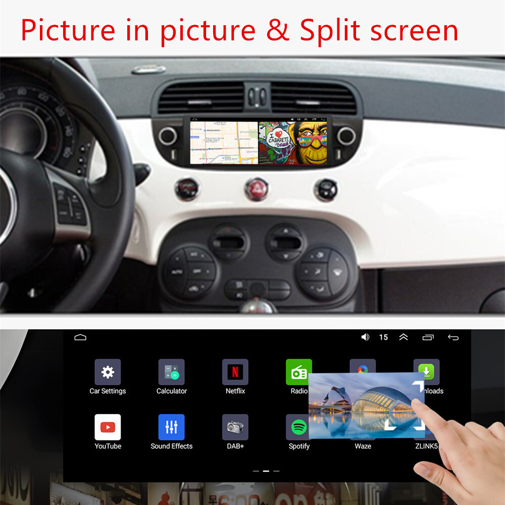 6.86in Touch Screen Car Radio Player USB RDS 4+32G Fit For Fiat 500 2007-2018