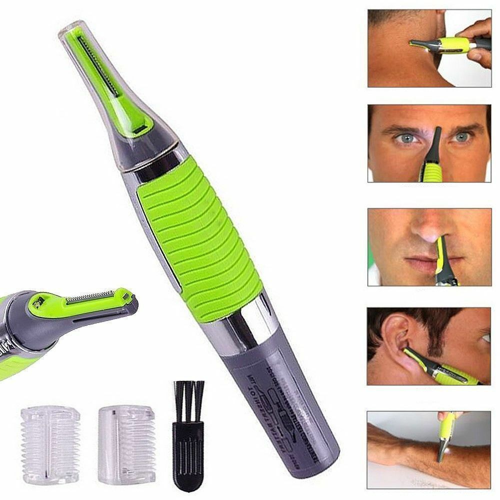 2PCS Men Nose Ear Face Neck Eyebrow Hair Mustache Beard Trimmer Shaver Clipper