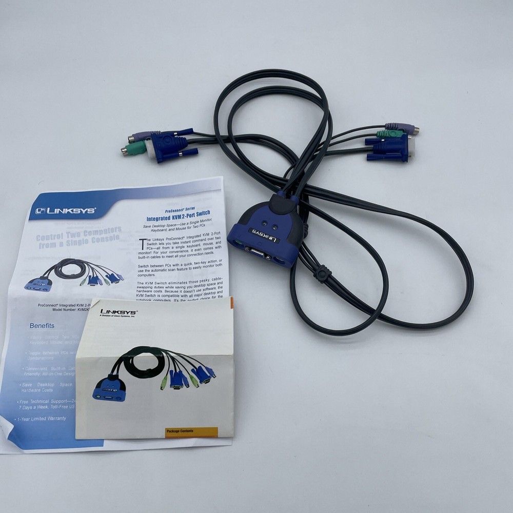 LINKSYS KVM2KIT ProCONNECT INTEGRATED KVM 2-PORT SWITCH CABLE
