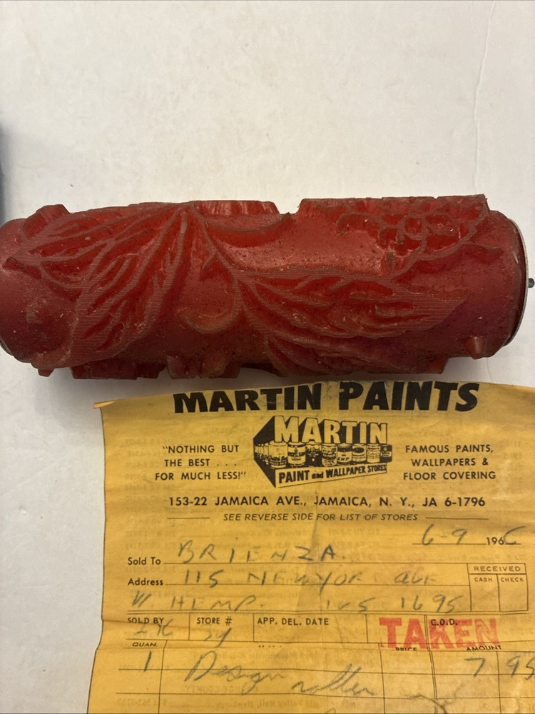 VTG Patterned Paint Roller Decorative 6“ Texture Mural Roller with Handle Italy