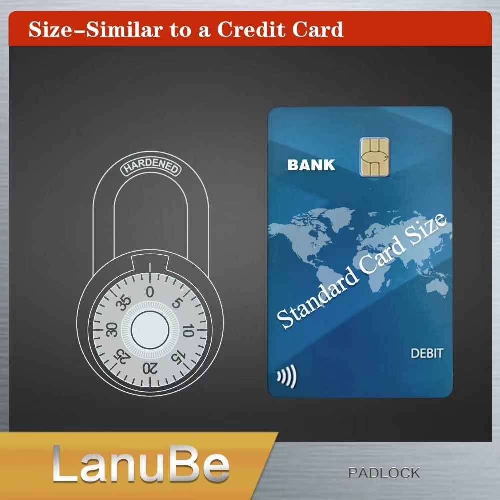 Standard Dial Combination Lock, 2 in. Wide, with Different Combinations, Blue...