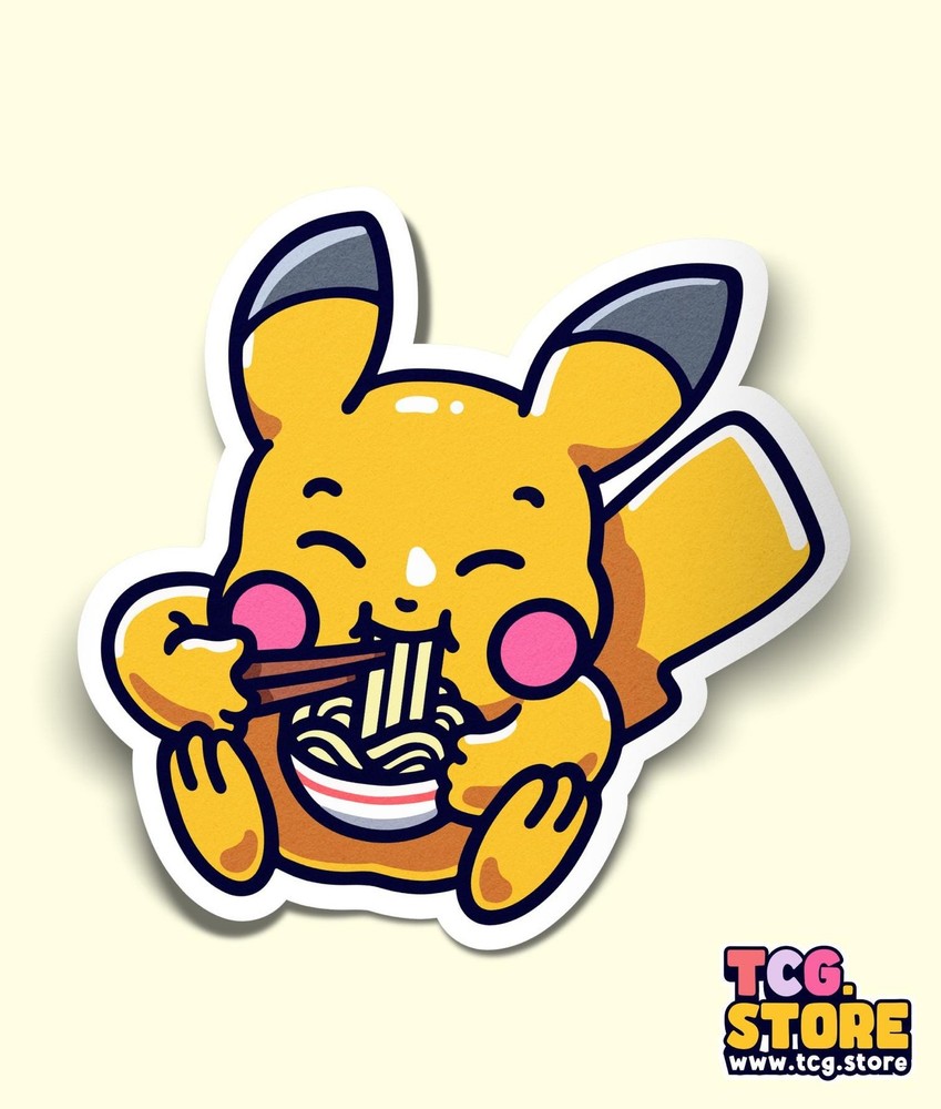 Pikachu Pokemon Sticker: Eating Ramen