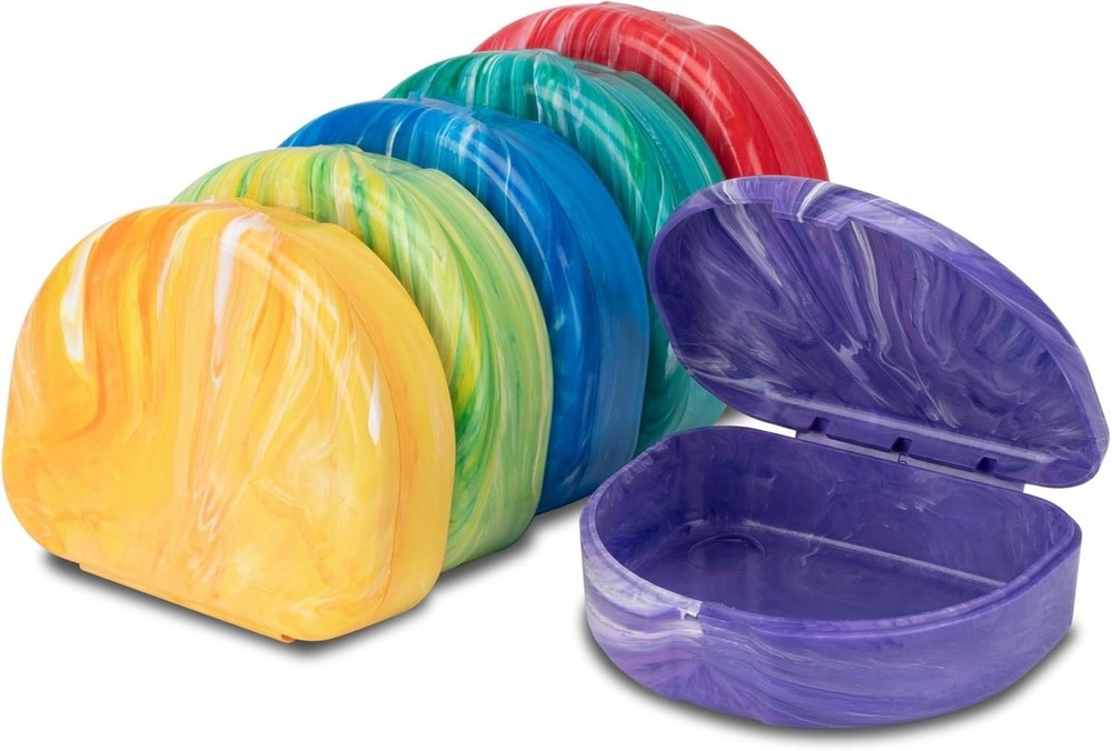 3 Pack Assorted Marble Retainer Cases - Perfect for Aligners & Mouth Guards