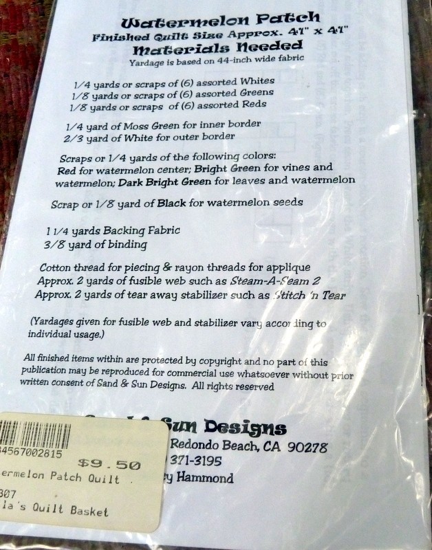 *VTG "WATERMELON PATCH" 41" x 41" QUILT Sand & Sun Sewing Pattern Uncut