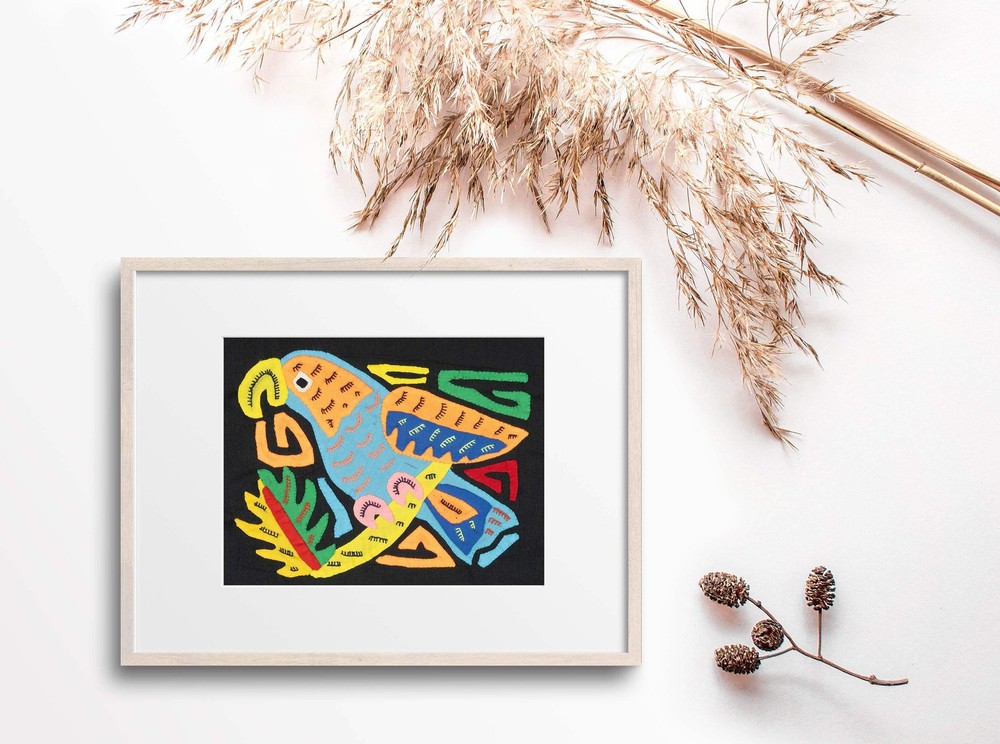 Multicolor Orange And Blue Bird Molita