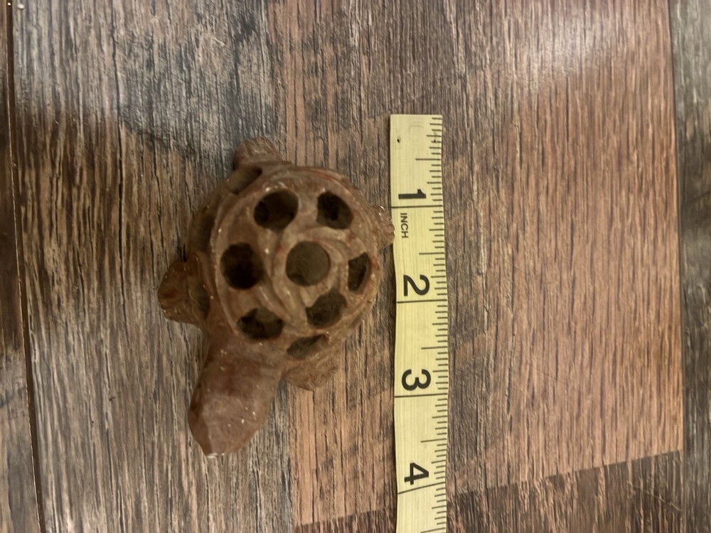 Hand Carved Stone Turtle Openwork Baby Inside 2.75" Figurine