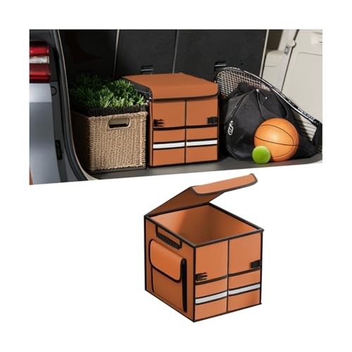 Car Trunk Organizer, Collapsible Multi Compartment Waterproof Sturdy Orange