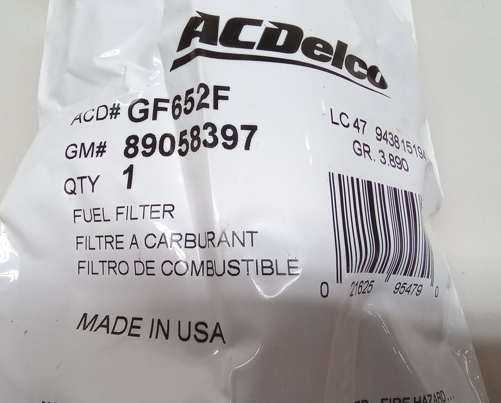 ACDelco GF652F Engine Fuel Filter GM 89058397
