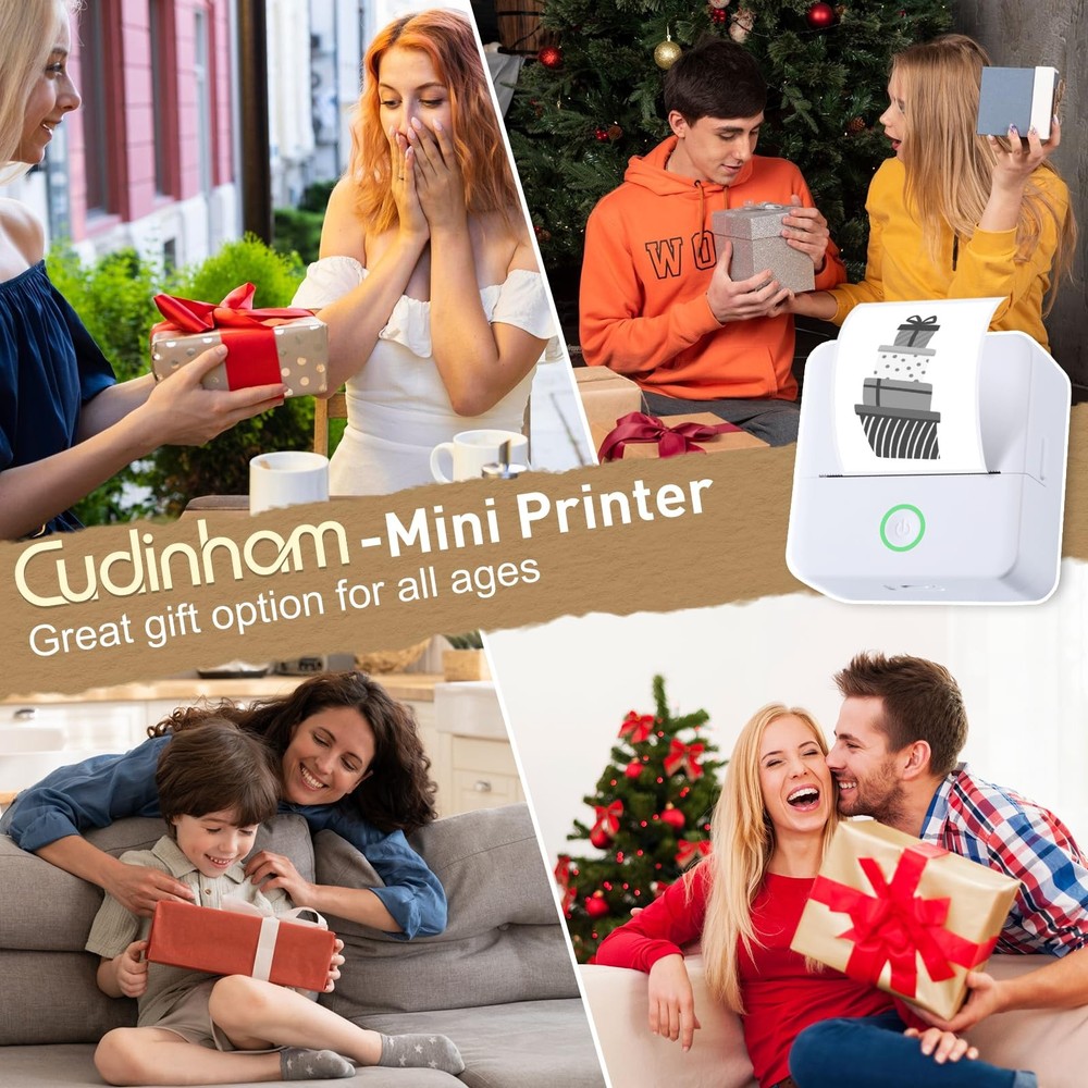 Print Pods Mini Printer, Thermal Inkless Sticker Maker with 10 Rolls Printing...