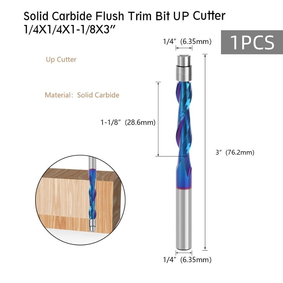 1/4'' Shank Solid Carbide Top Bearing Flush Trimming Router Bit Replacement