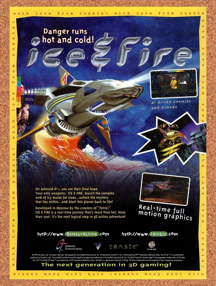 1994 Ice & Fire PC Original Advertisement / Retro Promo v1