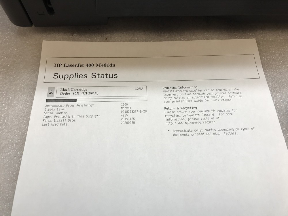 HP Laserjet 400 M401dn Monochrome Laser Printer - Tested Working