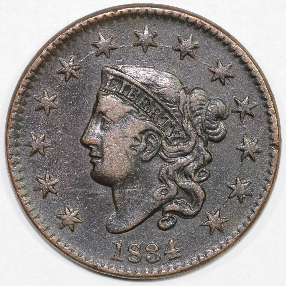 1834 1c Coronet or Matron Head Large Cent