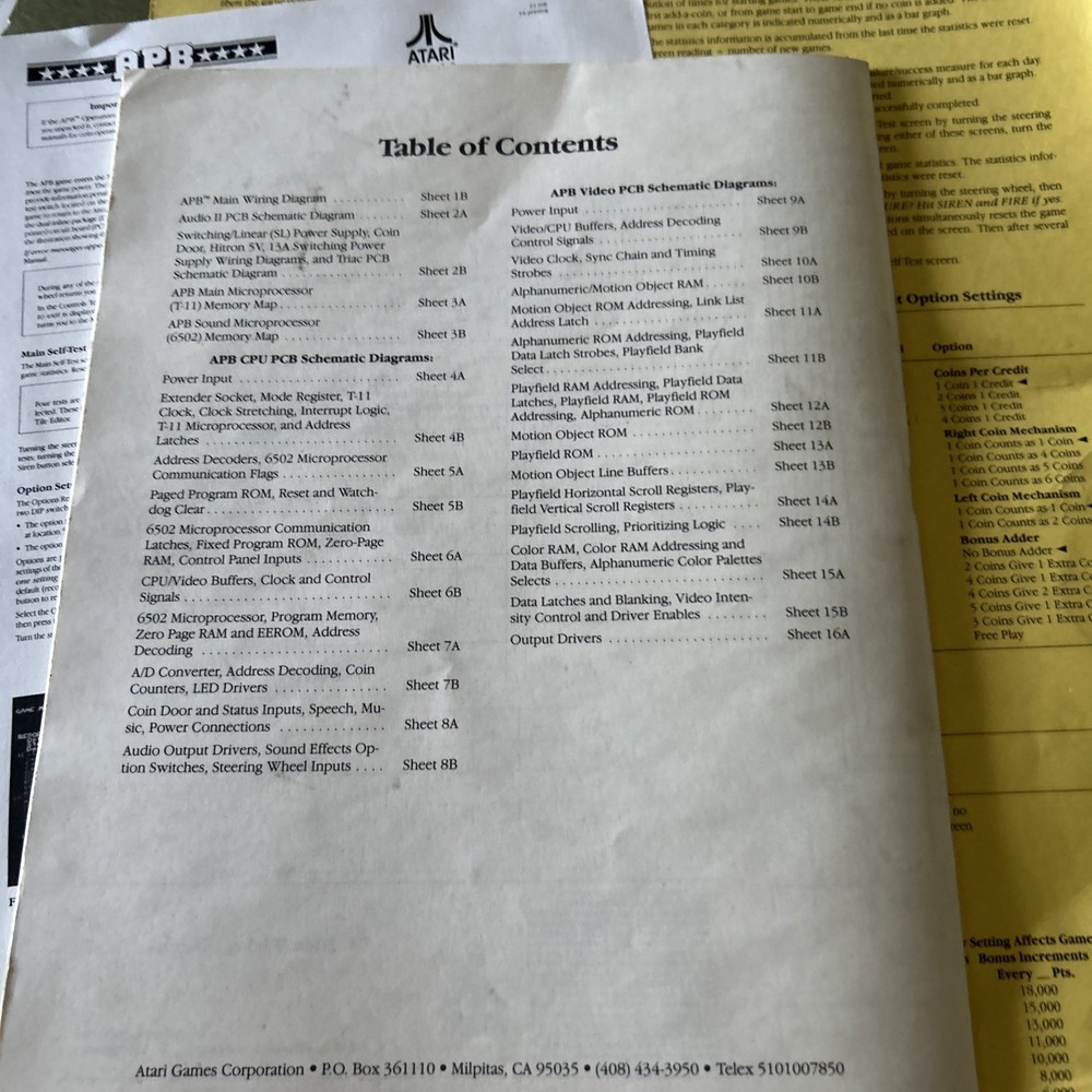 Acrobat Venture Atari Apb Schematics + Back Door Sheet game manual