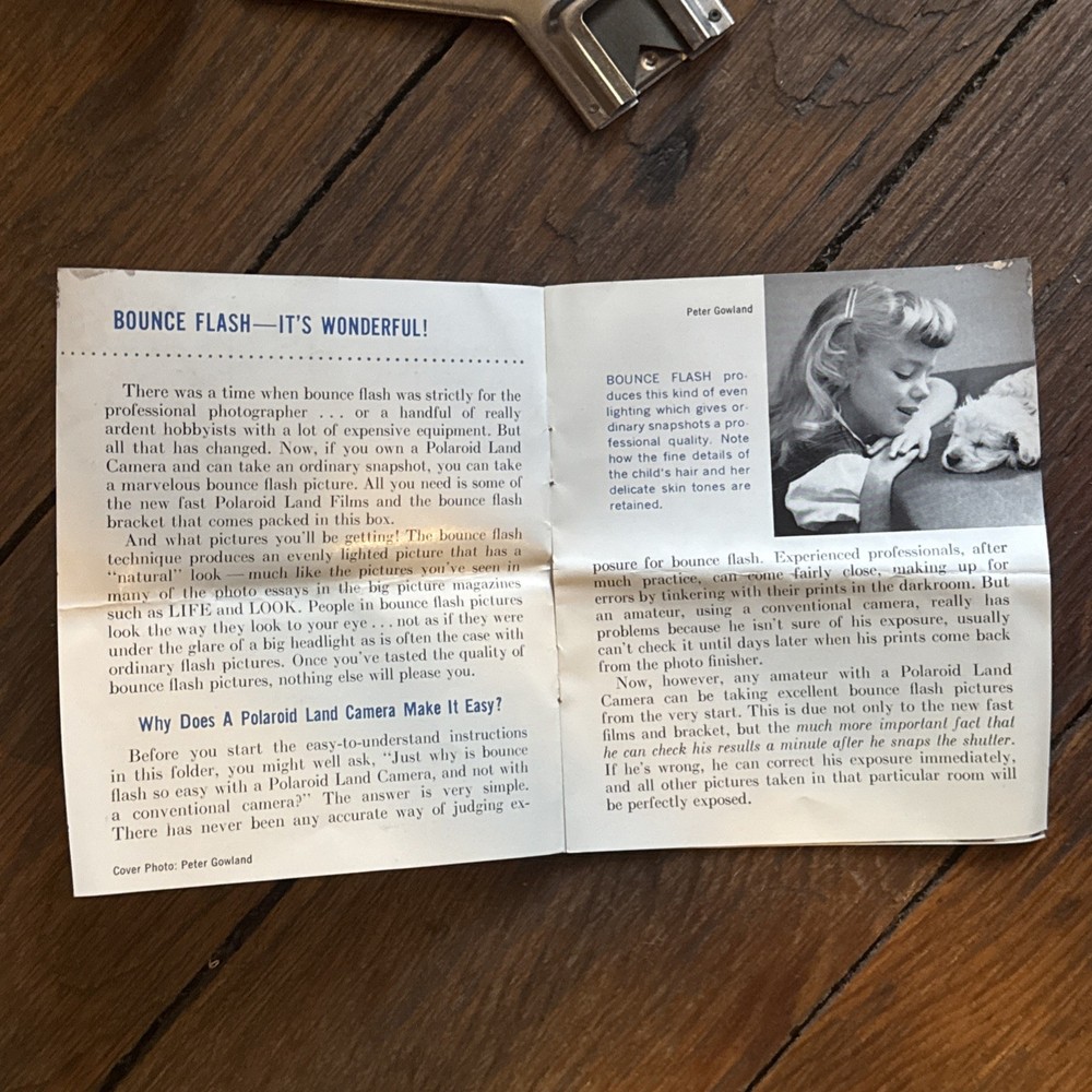 Polaroid Bounce Flash Adapter Bracket #291 Camera Accessory & Instructions