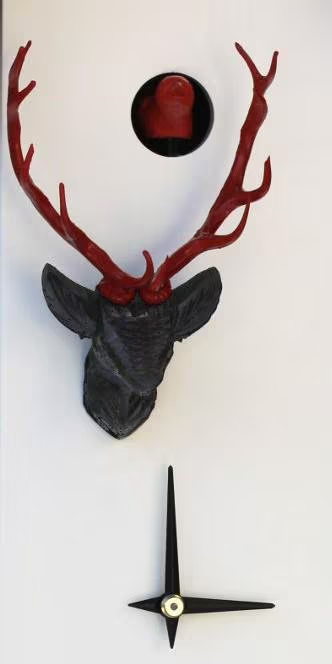 White Cuckoo Clock with Deer Head, Deer Cuckoo Clock, Handmade Cuckoo Clock