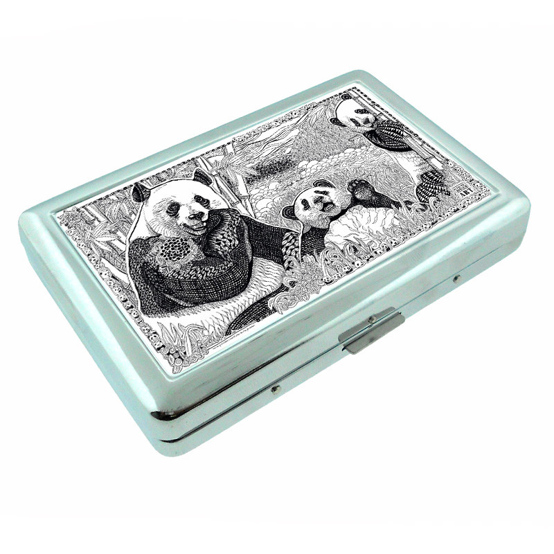 Panda Em1 Silver Metal Cigarette Case RFID Protection Wallet