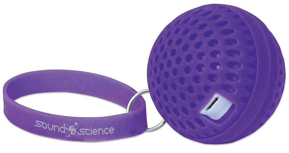 Sound Science Atom Glowing Wireless Bluetooth Mini-Speaker w/ LED Lights, Purple