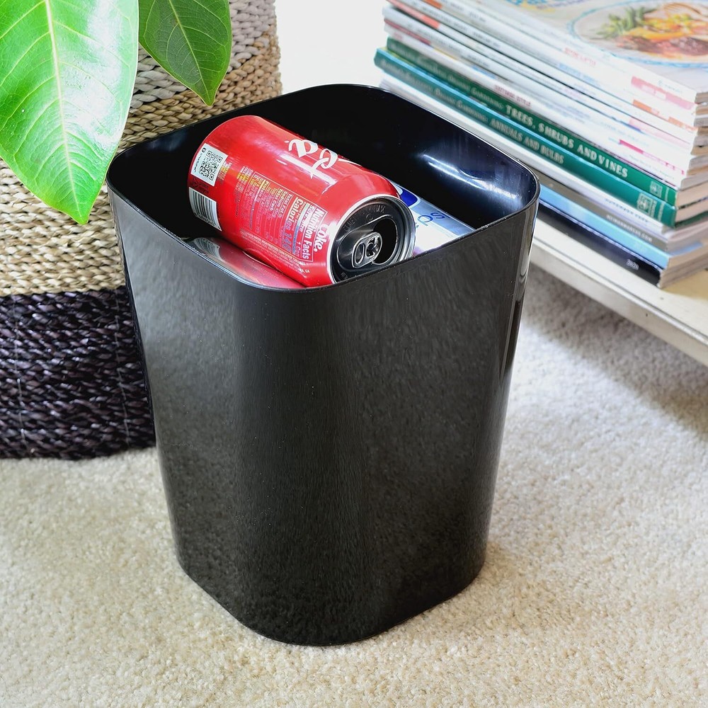 Youngever 2 Pack 1.5 Gallon Square Trash Can, Plastic Garbage Container Black