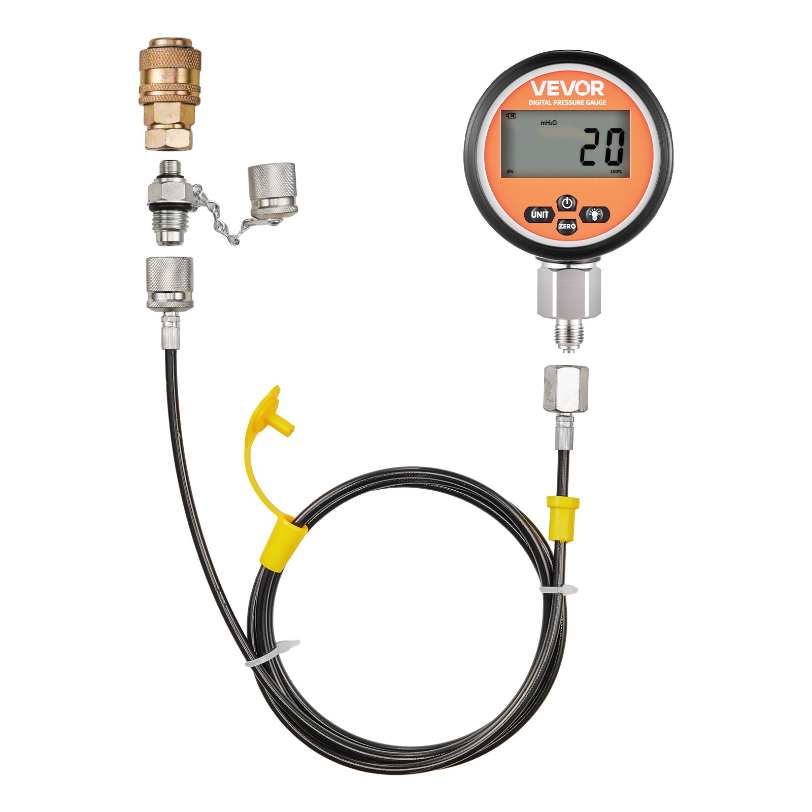 VEVOR Digital Hydraulic Pressure Test Coupling Kit 10000PSI 2 Gauges 9 Couplings