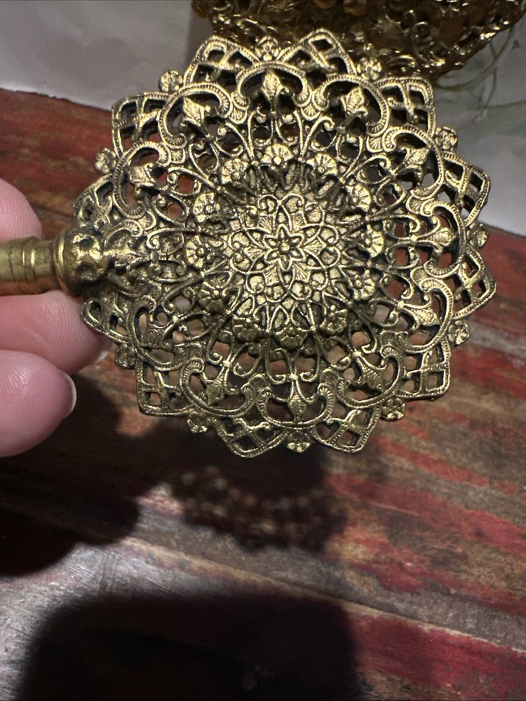 Antique Hollywood Regency Ormolu Figural Cherub Perfume Bottle Holder Mint