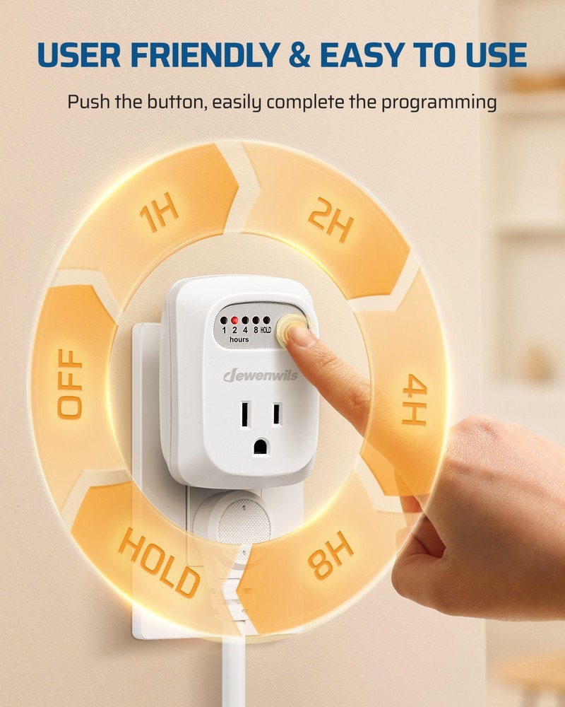 DEWENWILS 2-Pack Countdown Timer Outlet Auto Shut Off Safety 15A 1000W UL