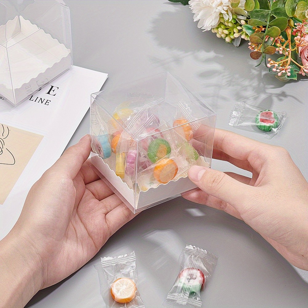 1set Foldable Transparent PVC boxes with Paper Pedestal Clear boxes: 16pcs/set