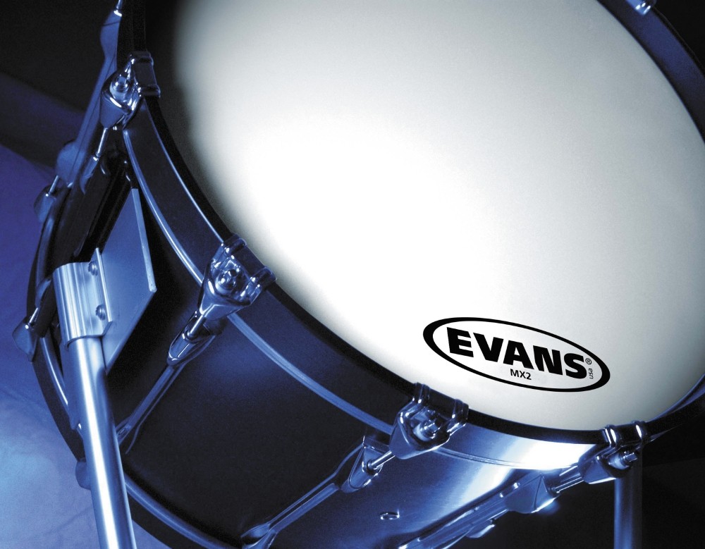 Evans MX2 White Marching Bass Head 16 in.