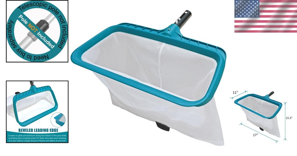Effortless Cleaning with 17" Pool Rake - Durable Nylon Mesh & Easy Scoop Edge