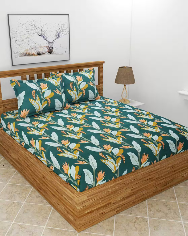 Elastic Fitted Double Bed Bedsheet with 2 Pillow Covers code 23