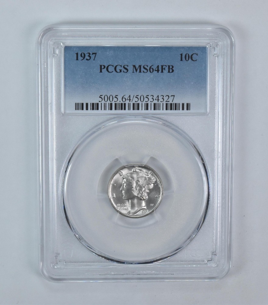 1937 Mercury Dime MS64 FB PCGS Blue Label