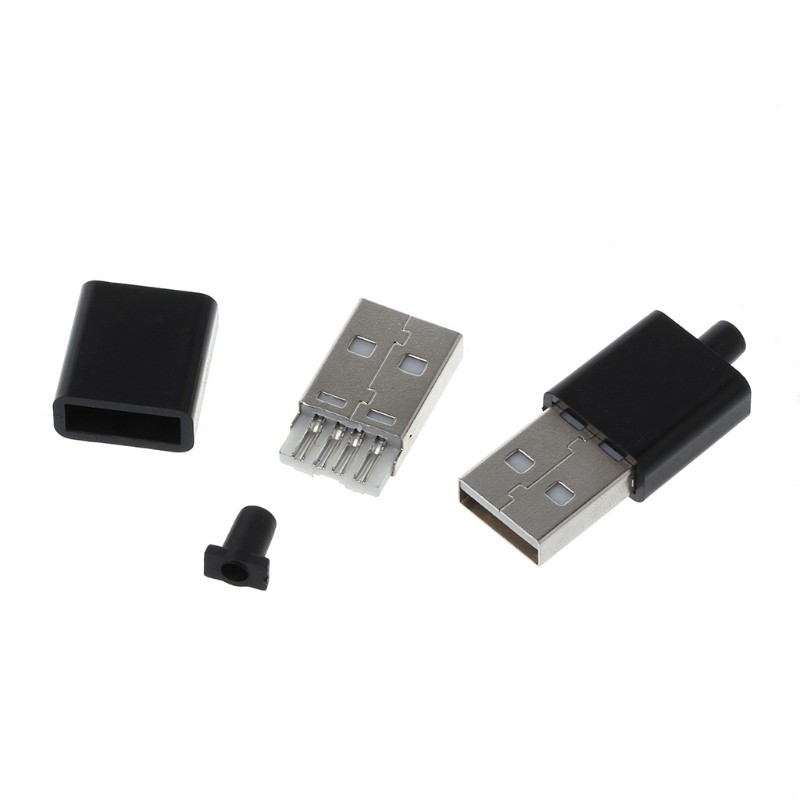 10 Pcs DIY USB 2.0 Type A Male 4P Adapter Connector Plug Socket with Plastic She