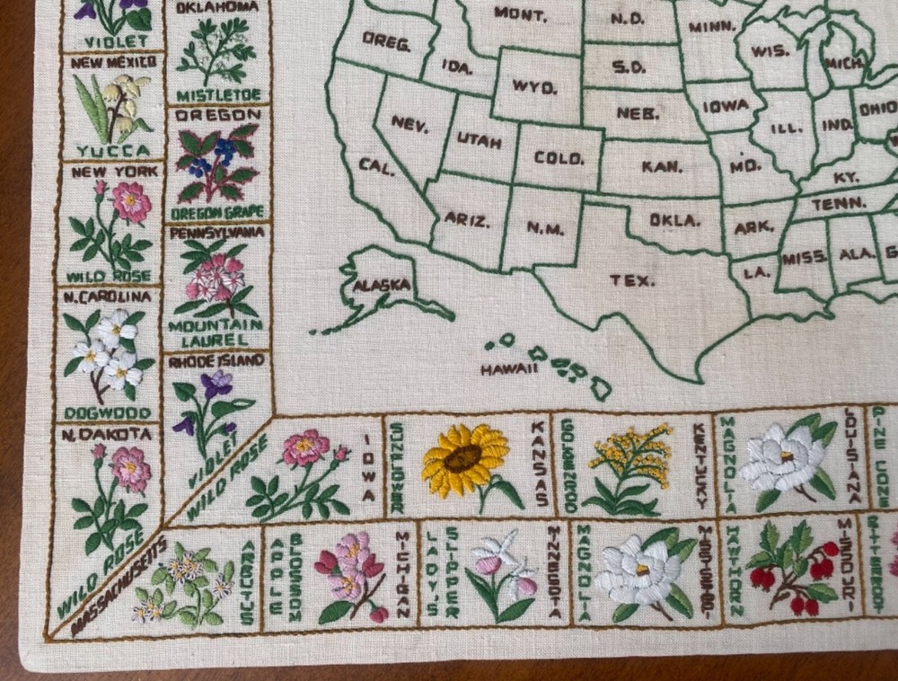 Paragon Embroidery US State Flowers Map