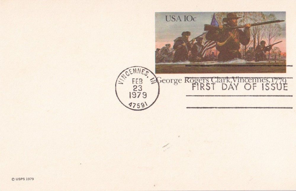 STAMP US SCOTT UX78 "George Rogers Clark" 10 CENT 1979 POSTCARD FDC - D
