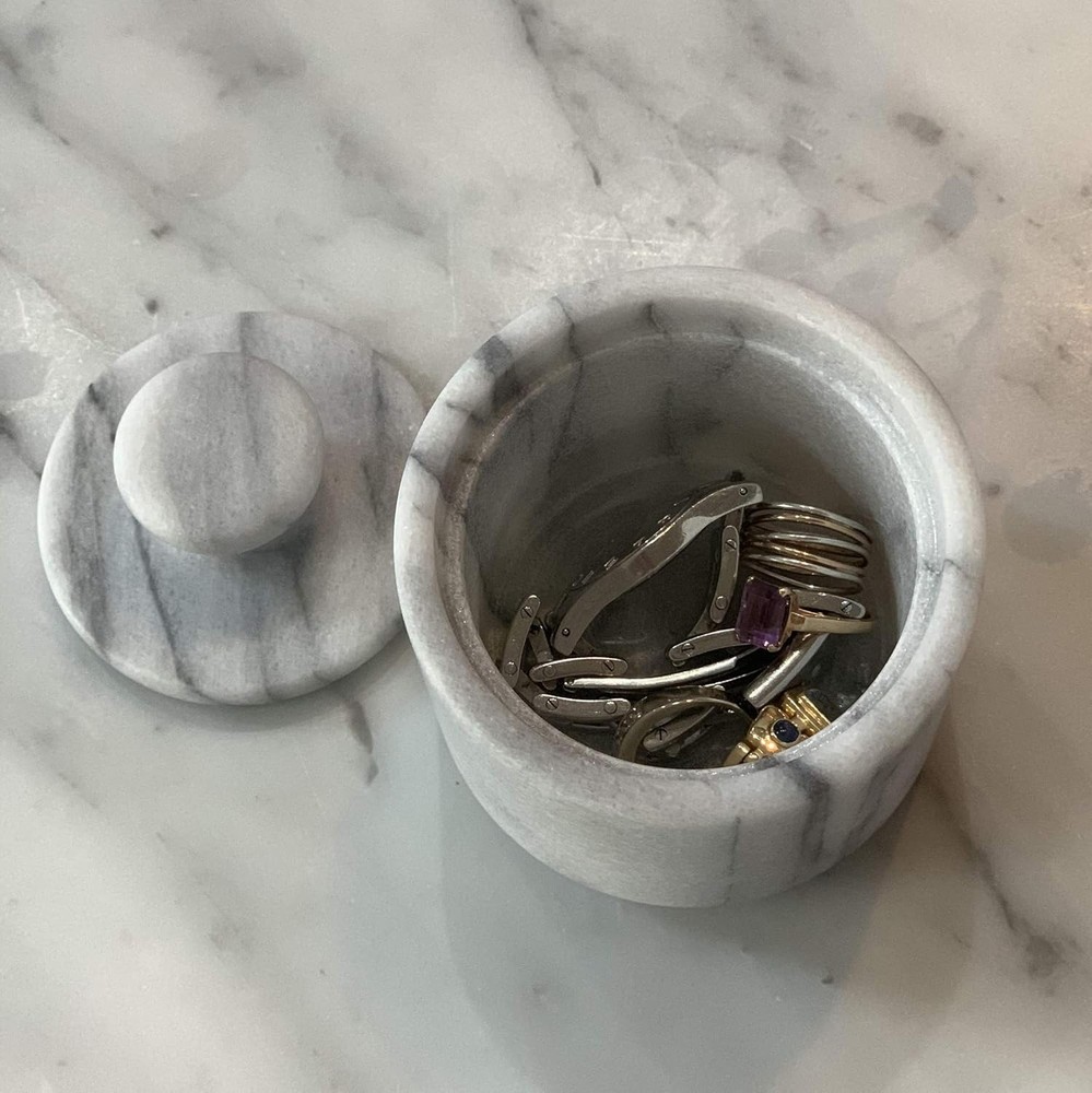 Marble Salt Cellar, White 3" x 3"