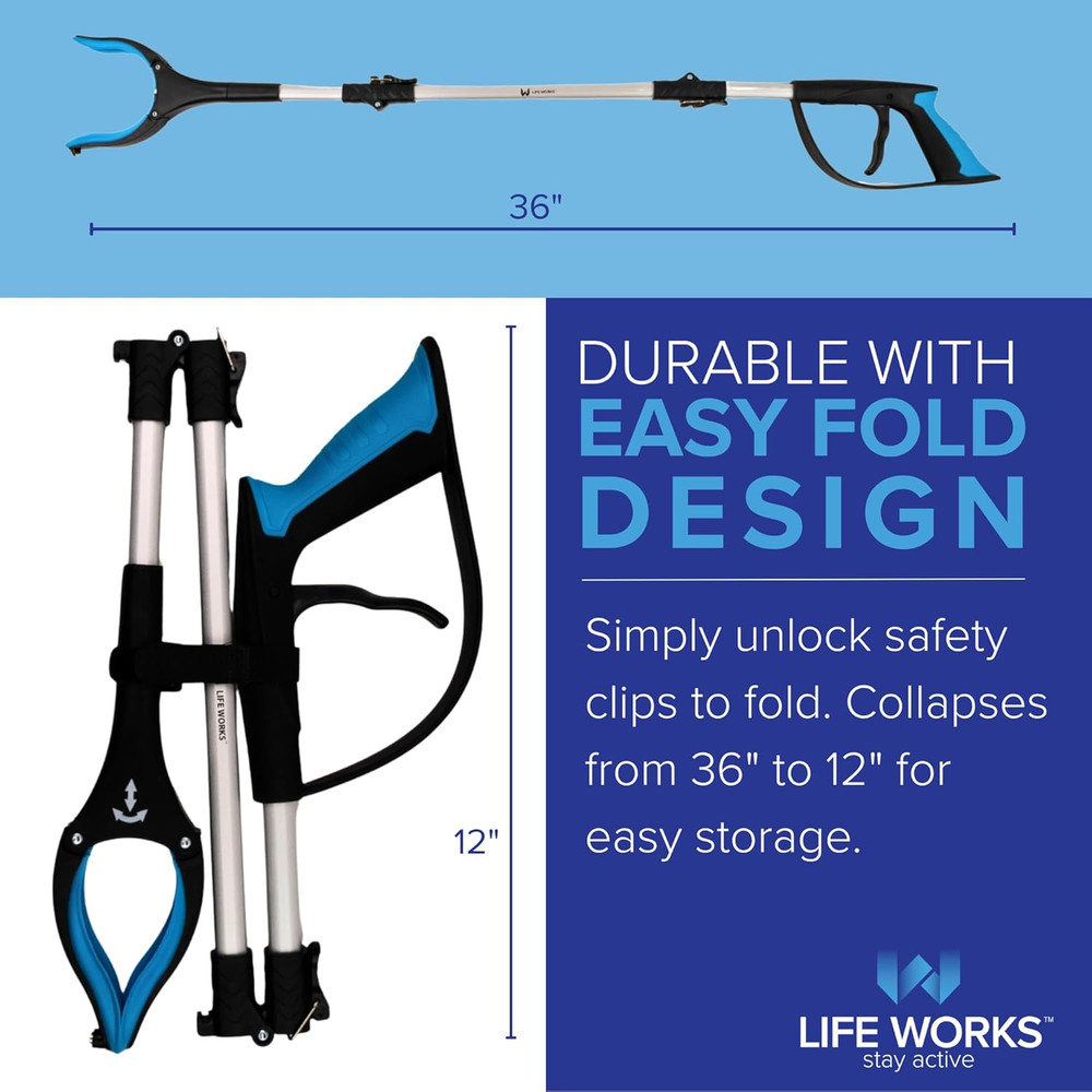 Reacher Grabber Tool, 360° Rotating Head, Lightweight 36" Foldable A