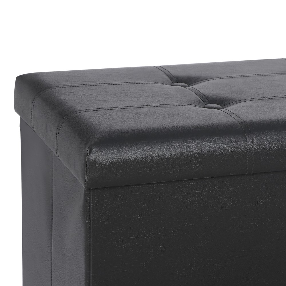 Black Folding Storage Ottoman Bench Storage Stools Footrest for Home Storage Use