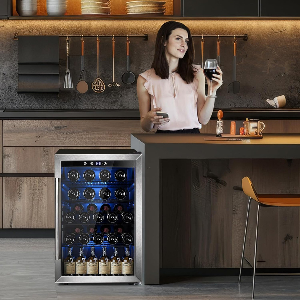 Large Beverage & Wine Fridge with Smart Temp Control & Child Lock