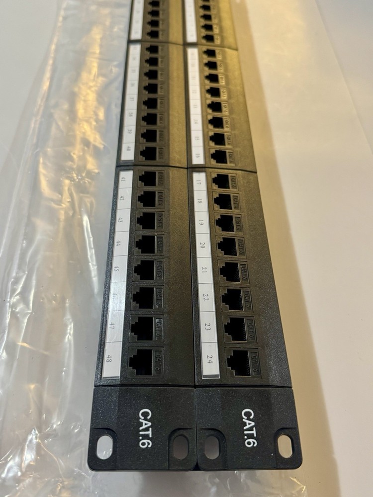 Patch Panel 48 Port Cat6 with Inline Keystone 10G Support, Pass-Thru Coupler 1U